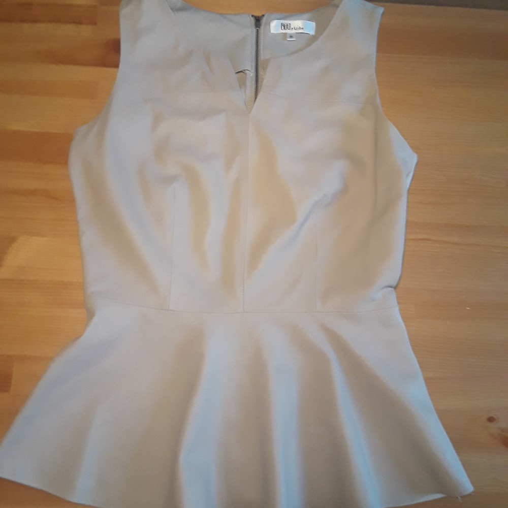 My Tribe Beige Leather Peplum Top